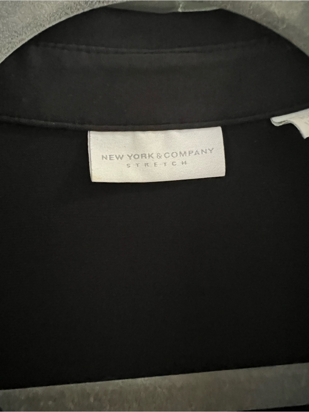 New York & Company Black Pearl-Button Collared Blouse - Picture 2 of 2
